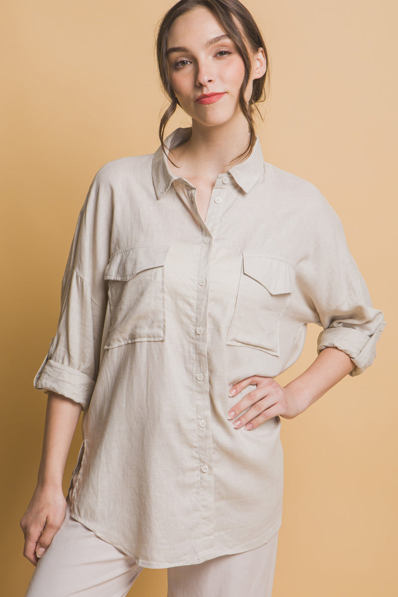 Boardwalk Oversized Linen Button Down MORE COLORS