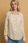 Chambray Button Down Top in Butter