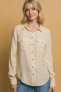 Chambray Button Down Top in Butter