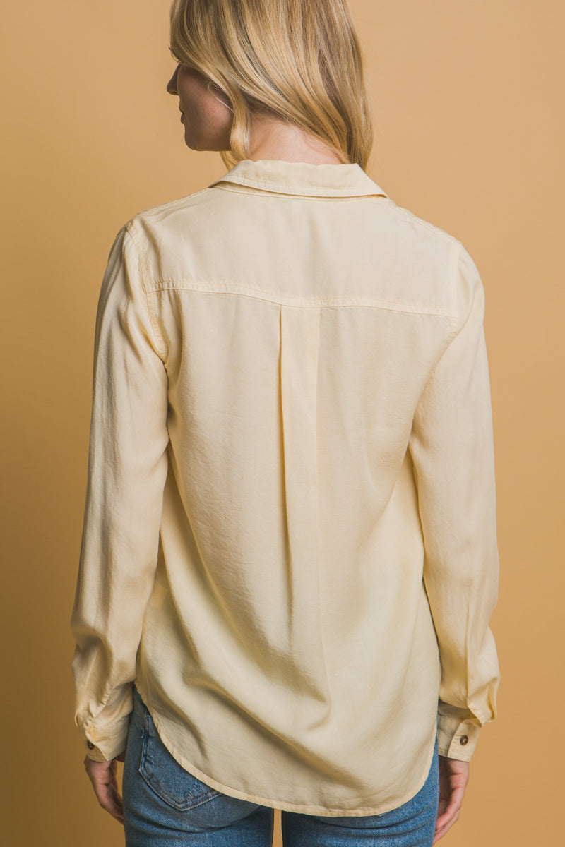 Chambray Button Down Top in Butter