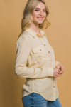 Chambray Button Down Top in Butter