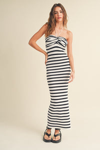 Newport Coast Striped Halter Dress FINAL SALE