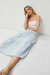 All About Eve Light Wash Tiered Denim Maxi Skirt