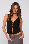 Delilah Hook Front Sweater Tank In Black