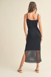 Crochet Vacay Maxi Dress In Black