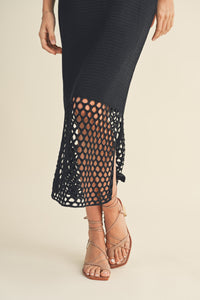 Crochet Vacay Maxi Dress In Black