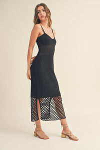 Crochet Vacay Maxi Dress In Black