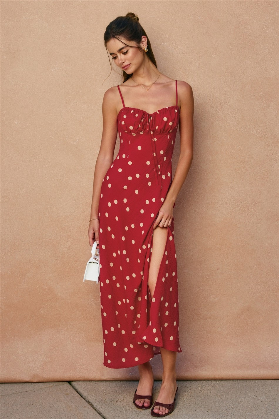 The Show Off Polka Dot Maxi in Red