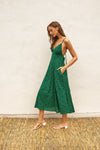 Dance with Me Cotton Eyelet Dress in Emerald
