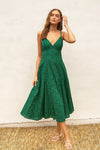 Dance with Me Cotton Eyelet Dress in Emerald