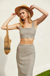 The Right Stripes Two Piece Set in Taupe