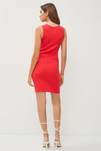 Take a chance Ribbed Bodycon Mini Dress in Tomato