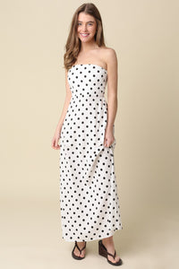 Polka Dot Strapless Maxi Dress