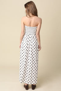 Polka Dot Strapless Maxi Dress