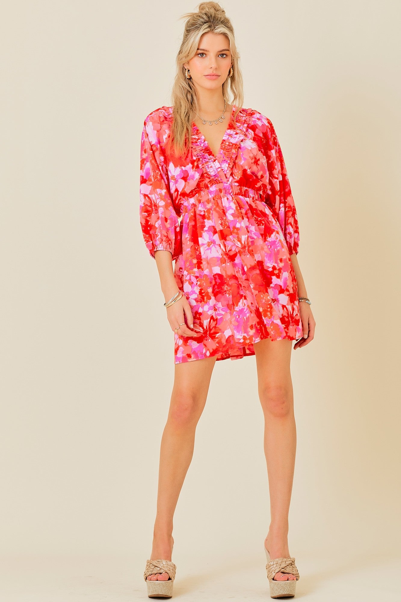 Bright Lights Suplice Mini Floral Red Print Mini Dress Final Sale Large / Red Bright Lights Suplice Mini Floral Red Print Mini Dress Final Sale Large / Red