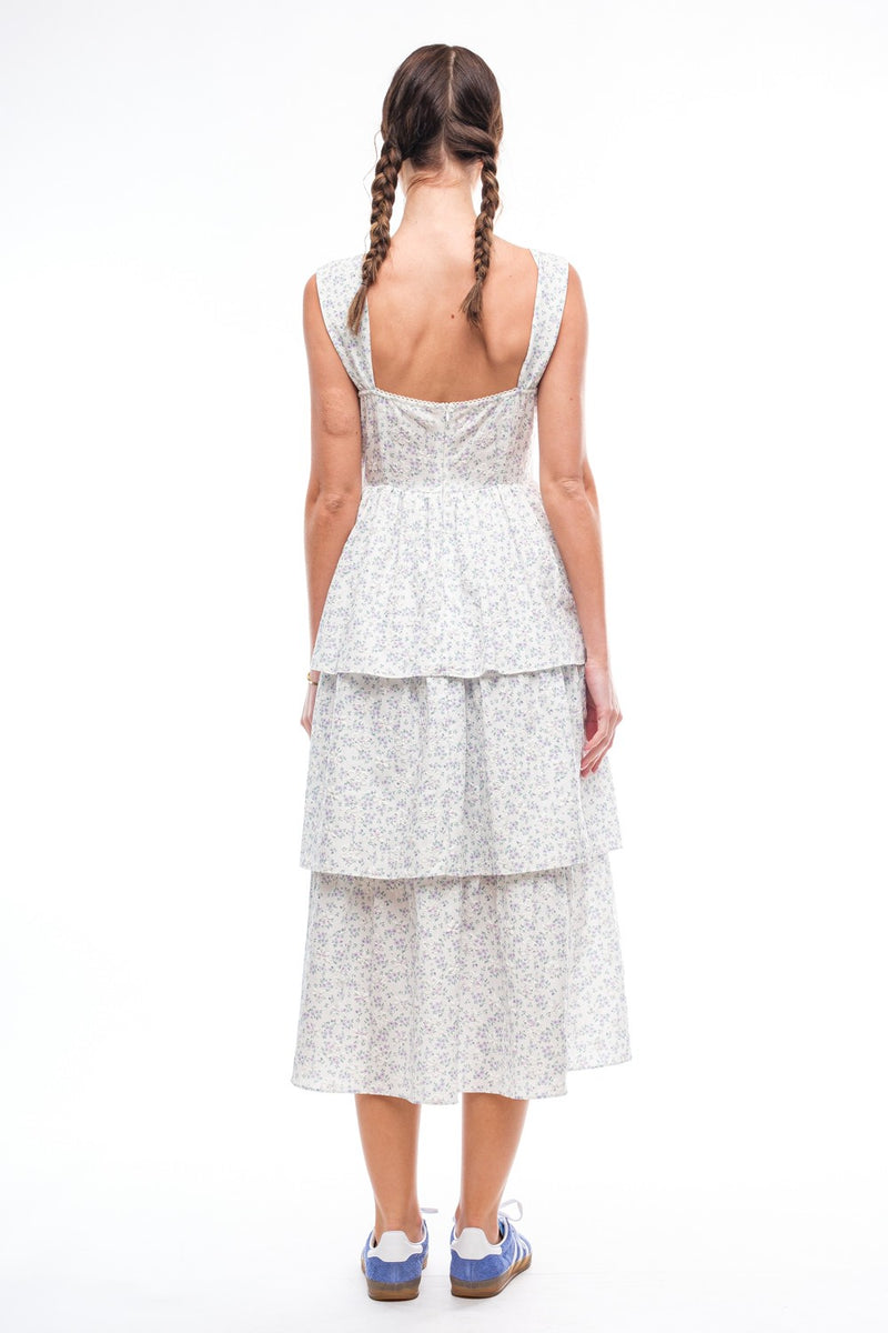 My Destiny Corset Top Foral Midi Dress in Lavender FINAL SALE