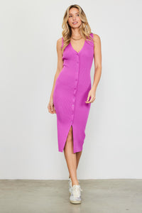 Mulberry Ribbed Button Front Dress FINAL SALE