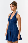 Layla Stretch Denim Halter Dress