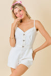 Manhattan Ave Washed Denim Romper in White