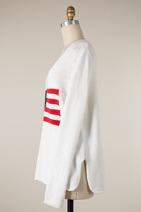 Stars & Stripes V-Neck Flag Knit Sweater