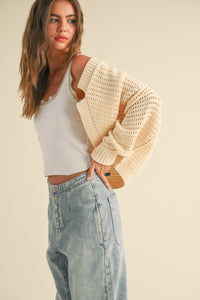 Amanda Shrug Style Cardigan in Cream FINAL SALE