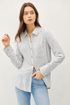 Soft Baby Blue Striped Button Down