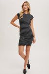 Lake and Shore Striped Bodycon Dress in Black