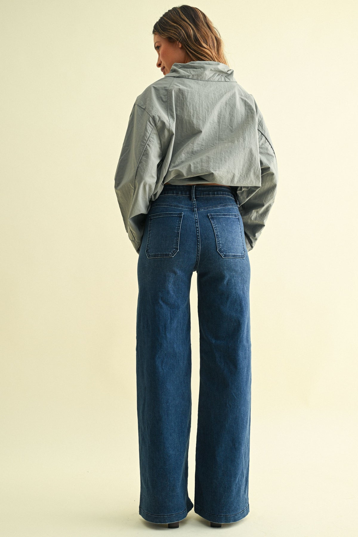 Patch Pocket Jeans in Dark Denim