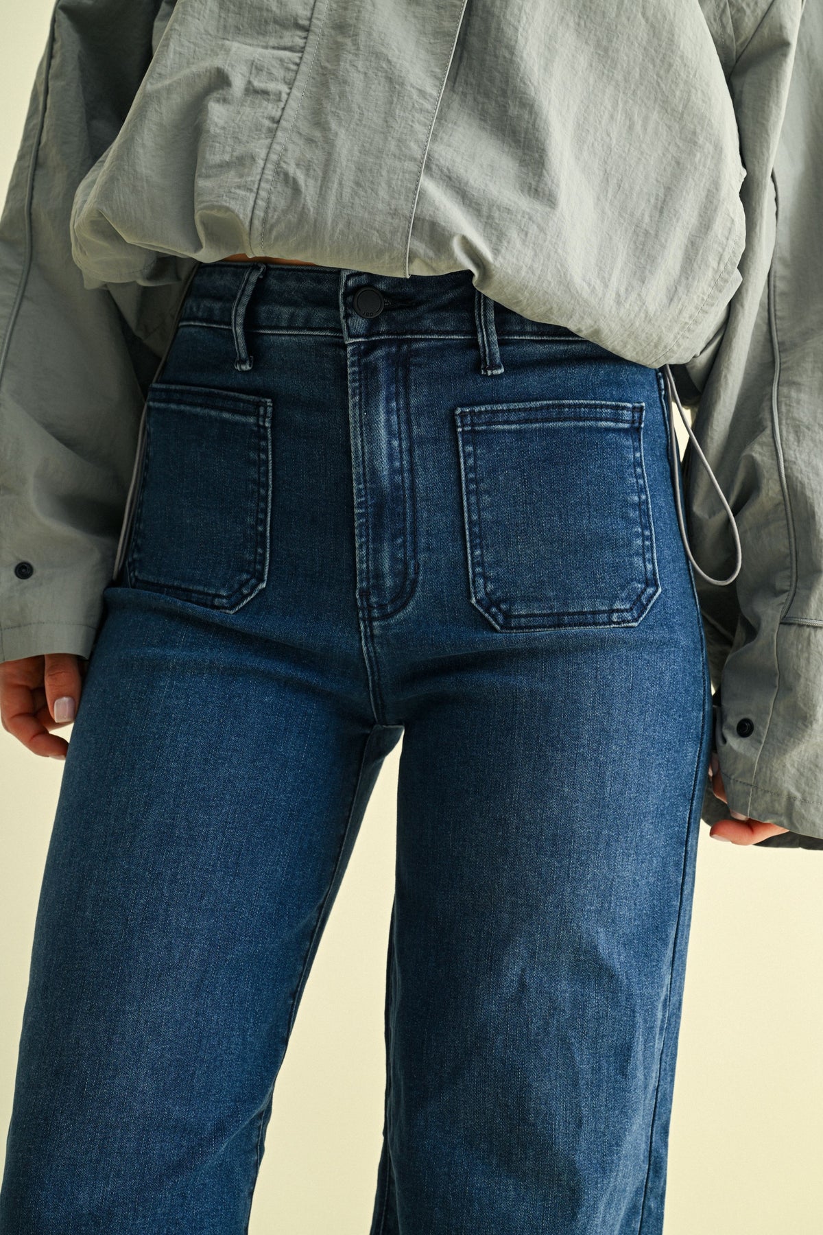 Patch Pocket Jeans in Dark Denim