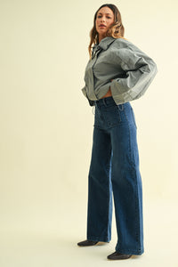 Patch Pocket Jeans in Dark Denim