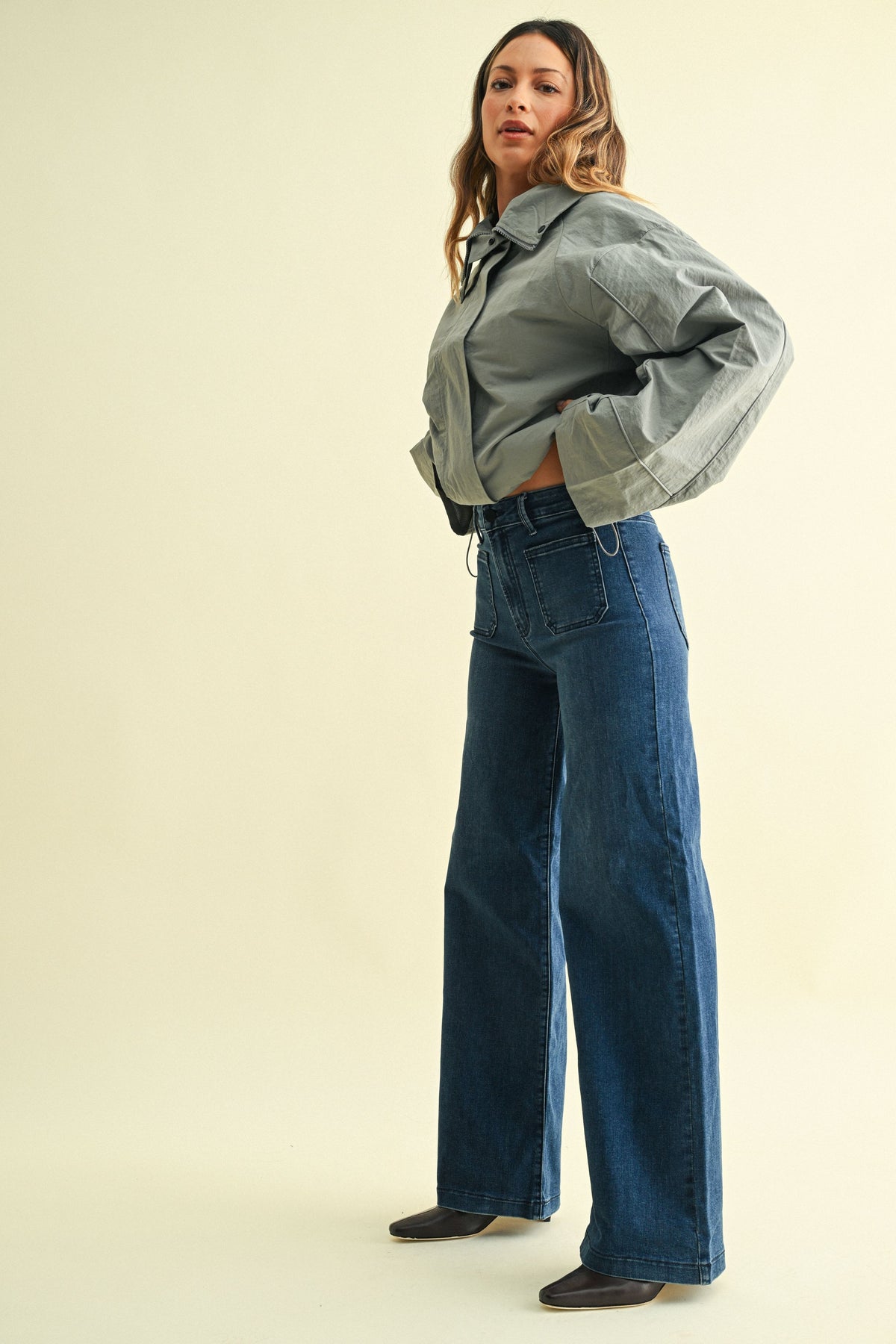 Patch Pocket Jeans in Dark Denim