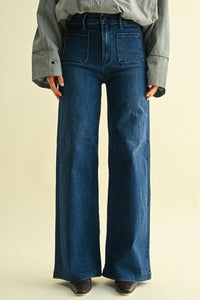 Patch Pocket Jeans in Dark Denim