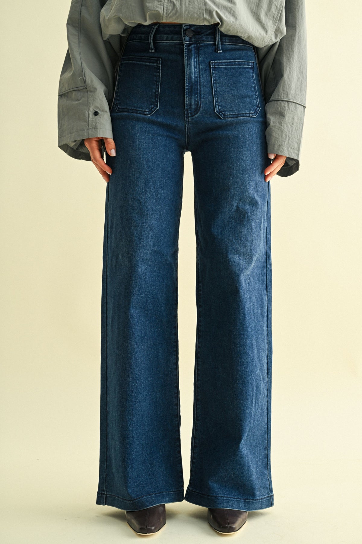 Patch Pocket Jeans in Dark Denim