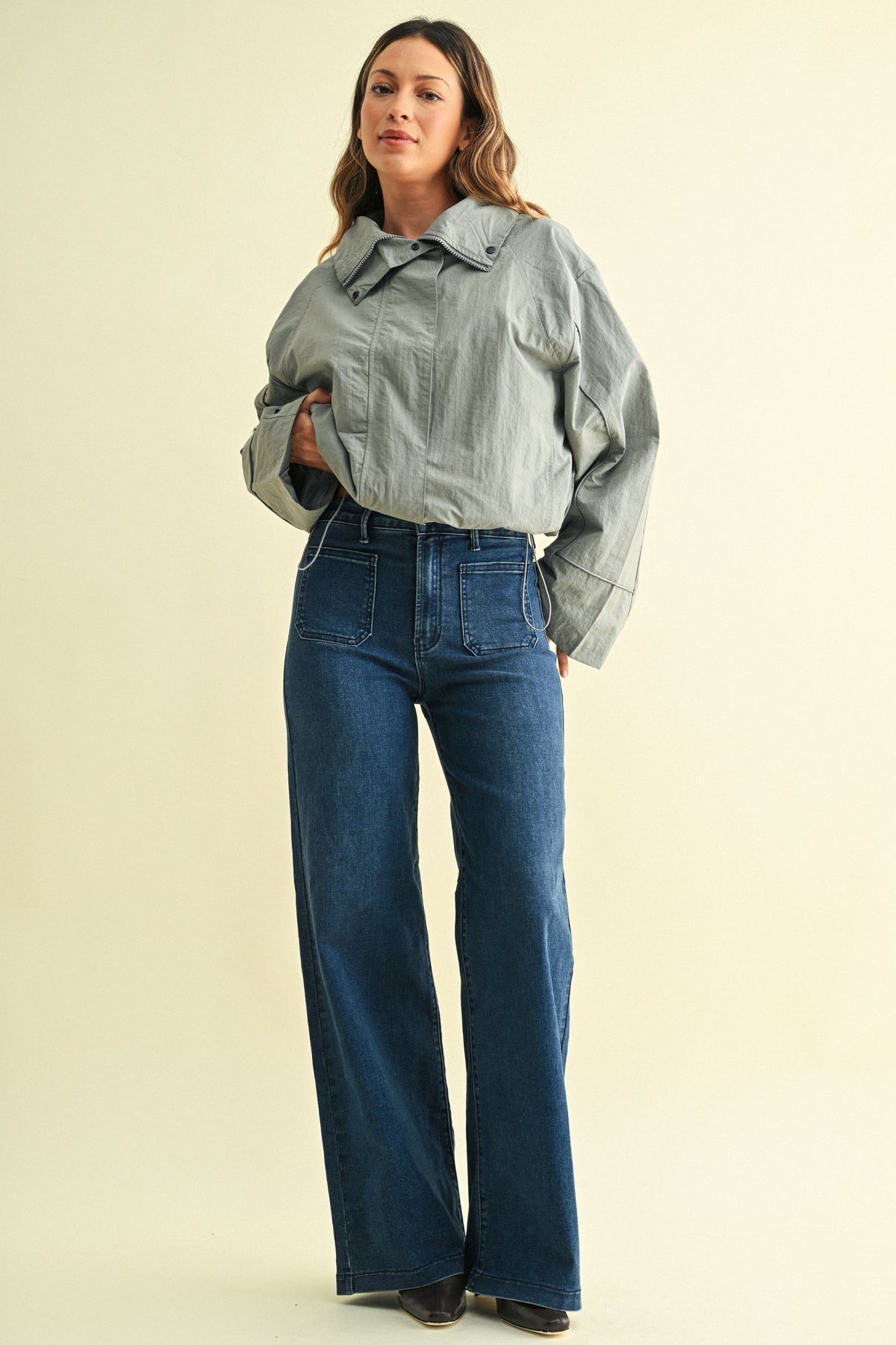 Patch Pocket Jeans in Dark Denim