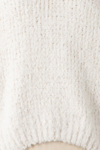 Fuzzy V Neck Sweater in Ivory