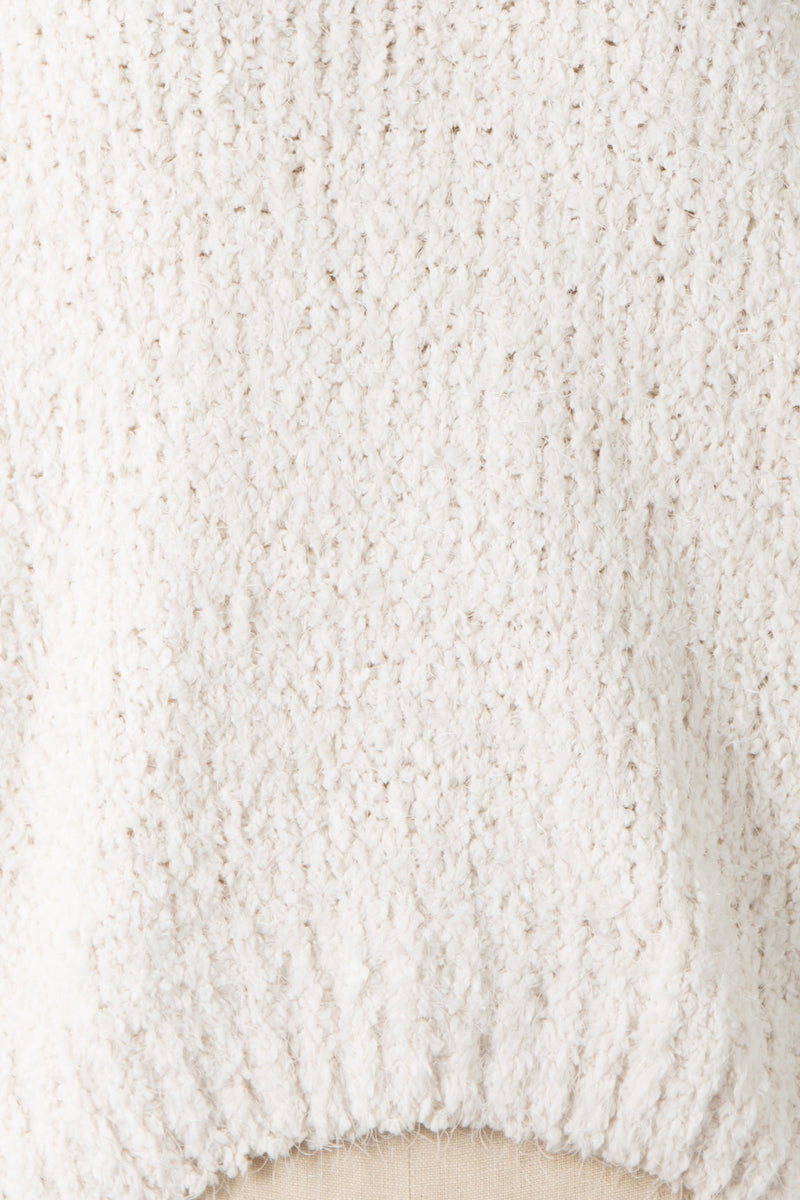 Fuzzy V Neck Sweater in Ivory