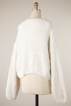 Fuzzy V Neck Sweater in Ivory