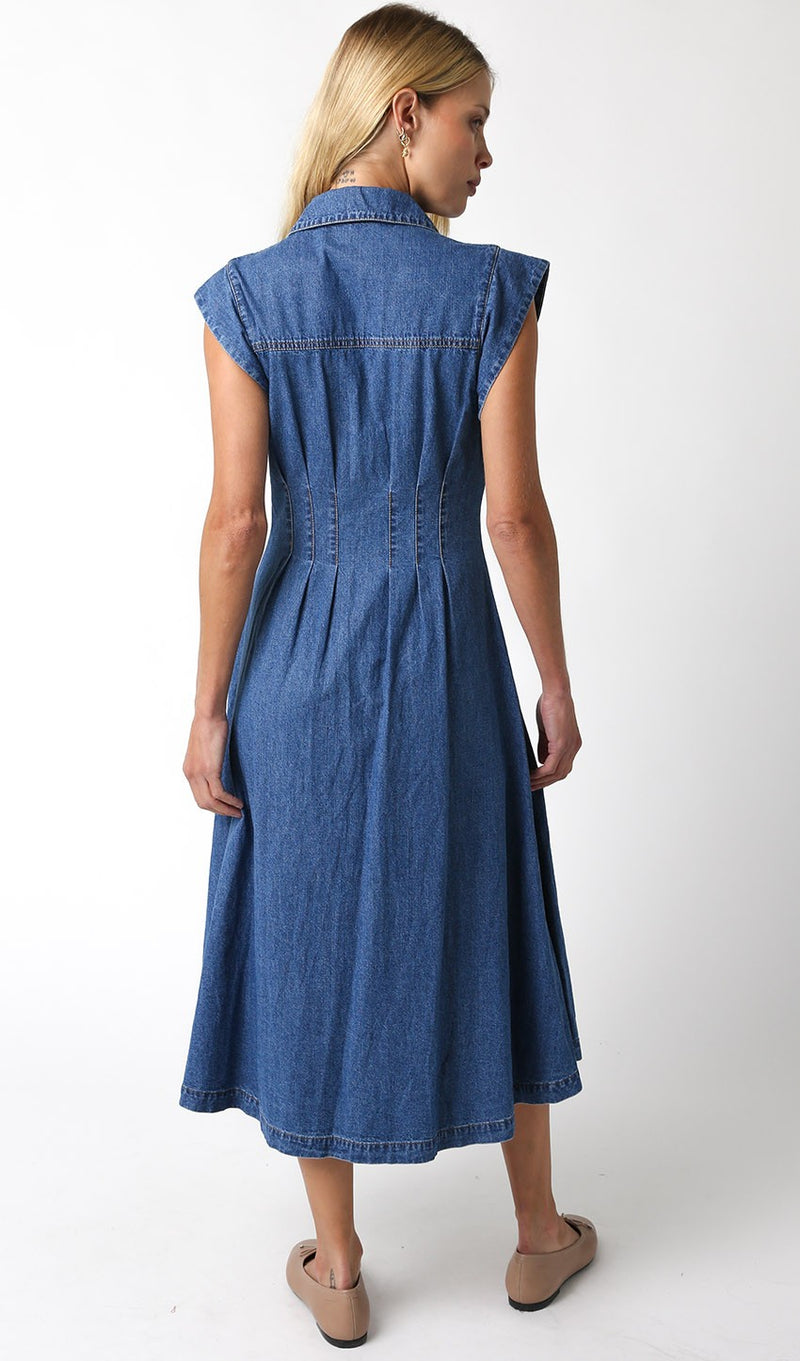The One Denim Button Front Midi Denim Dress