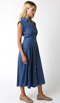The One Denim Button Front Midi Denim Dress