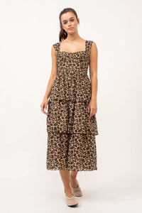 Animal Leopard Corset Style Midi Dress