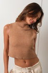 Mock Neck Crop Sweater in Taupe