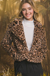 Jessie Cropped Fuzzy Animal Jacket in Camel