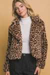 Jessie Cropped Fuzzy Animal Jacket in Camel