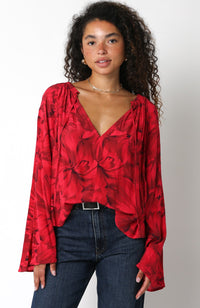 Belle Sleeve Red Floral Top