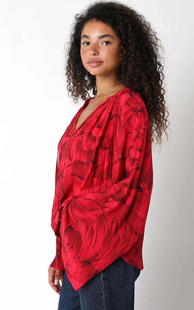 Belle Sleeve Red Floral Top