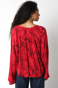 Belle Sleeve Red Floral Top