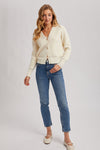 Button Down V Neck Sweater in Ivory