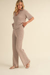 Short Sleeve Sweater Top And Pants Set