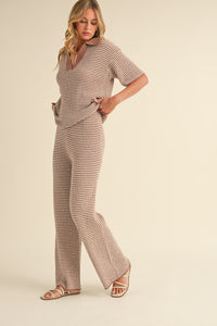 Short Sleeve Sweater Top And Pants Set
