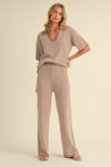 Short Sleeve Sweater Top And Pants Set